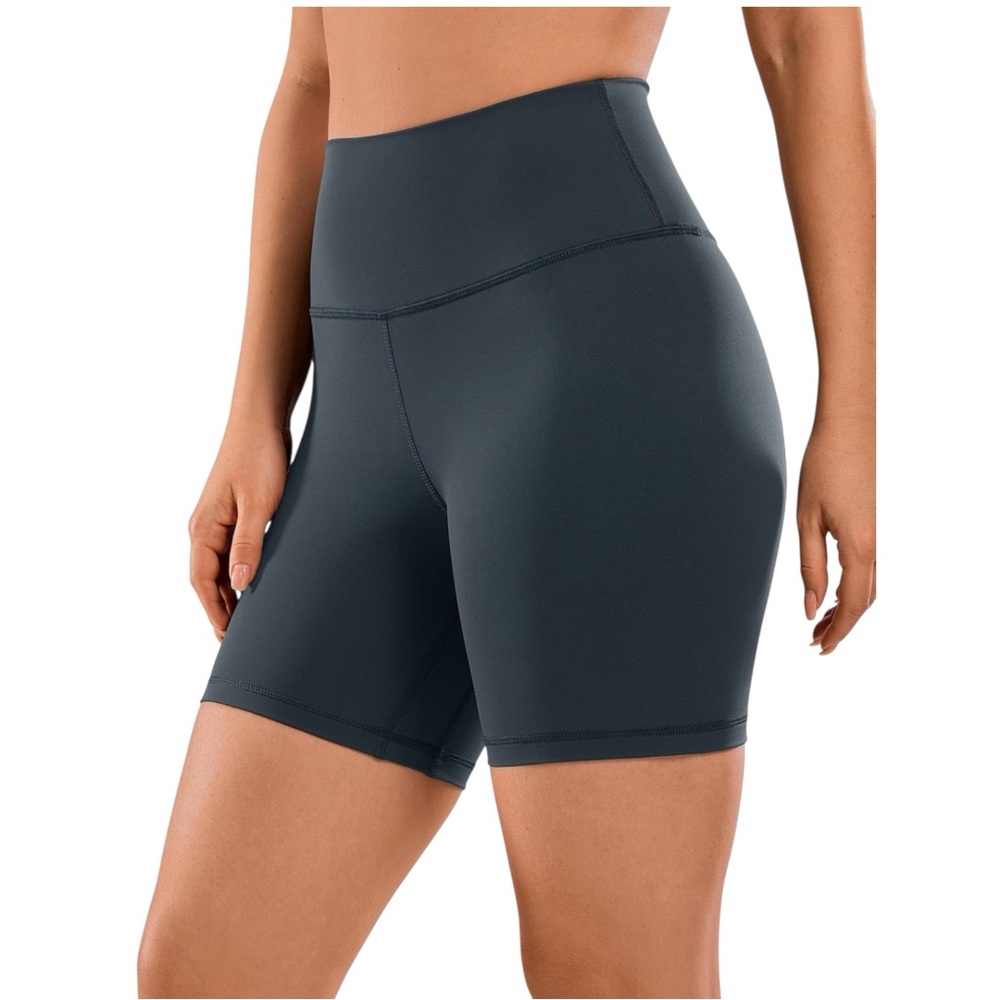 CRZ YOGA Butter Luxe Biker Yoga Shorts High Rise Dark Gray 6” Inseam Sz M NWT